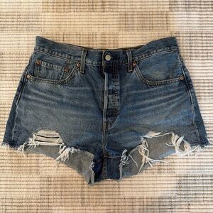 Levi's Blue Distressed Jean Shorts